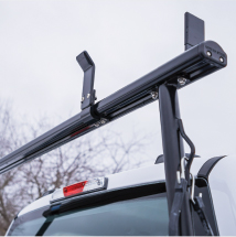 top view of an Adrian Steel ladder rack installed on a pickup truck